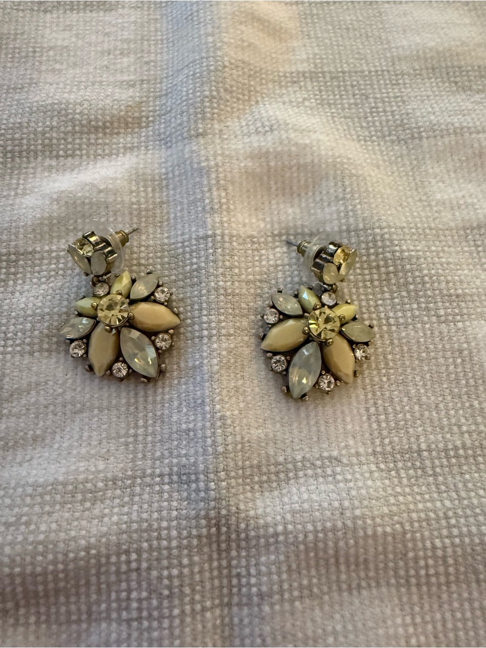 Floral Cluster Drop Earrings in Cream and Opal